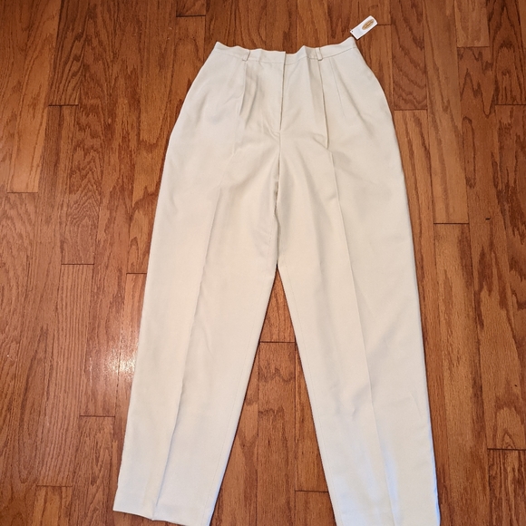 NWT Talbots Woman Pants Pure Silk Beige Dress Pants Fully Lined 10 High Waist - Picture 2 of 6